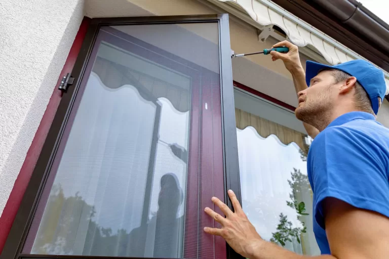 Screen door repair with new mesh installed