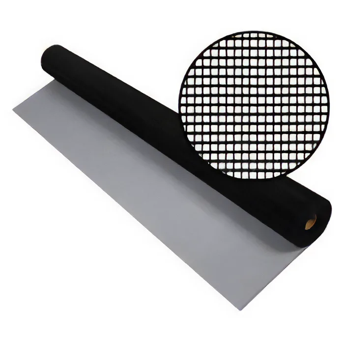 Black aluminum screen mesh close-up