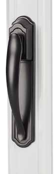 Black DX pull handle for an aluminum storm door