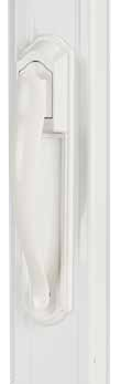 White DX pull handle for an aluminum storm door