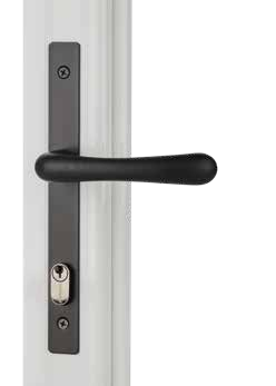 Matte black mortise lever for a Classic 2-inch storm door