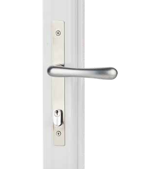Satin chrome mortise lever for a Classic 2-inch storm door