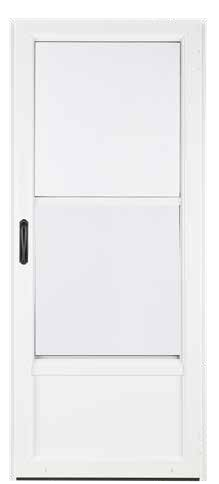 Self-Storing white aluminum storm door